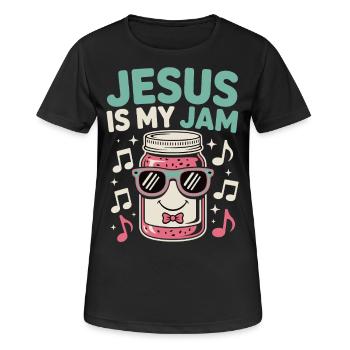 Chemise chrétienne avec humour confiture - T-shirt respirant Femme - noir - Devant - AI Model Female 172 light (172cm)