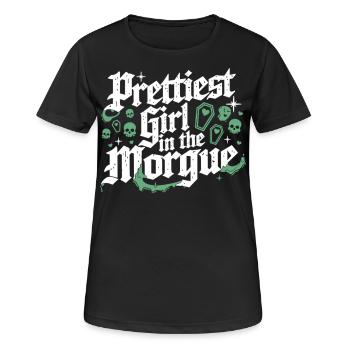 Prettiest Girl – Sarkastisches Gruftie Shirt - Frauen T-Shirt atmungsaktiv - Schwarz - Vorne - AI Model Female 172 light (172cm)