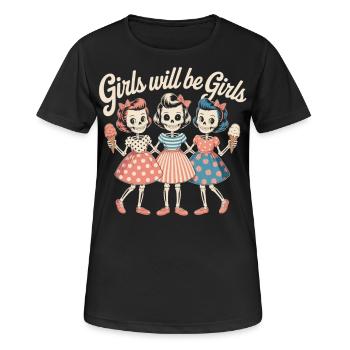 Eis essende Skelett Girls - Frauen T-Shirt atmungsaktiv - Schwarz - Vorne - AI Model Female 172 light (172cm)