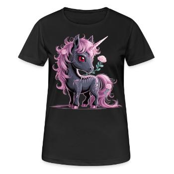 Dark Fantasy Unicorn with Rose Shirt - Women's Breathable T-Shirt - black - Front - AI Model Female 172 light (172cm)