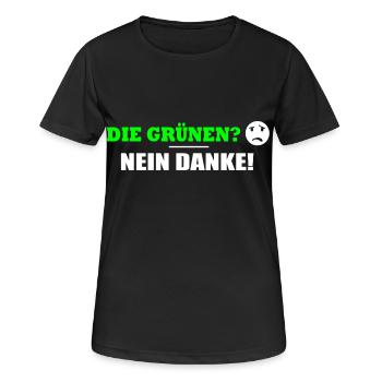 DIE GRÜNEN NEIN DANKE - Frauen T-Shirt atmungsaktiv - Schwarz - Vorne - AI Model Female 172 light (172cm)