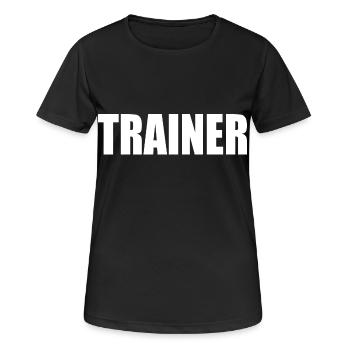 Trainer - Frauen T-Shirt atmungsaktiv - Schwarz - Vorne - AI Model Female 172 light (172cm)