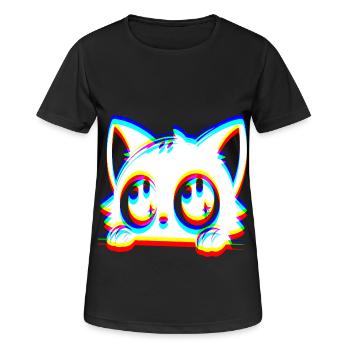 EDM Cat Glitch Style - Women's Breathable T-Shirt - black - Front - AI Model Female 172 light (172cm)