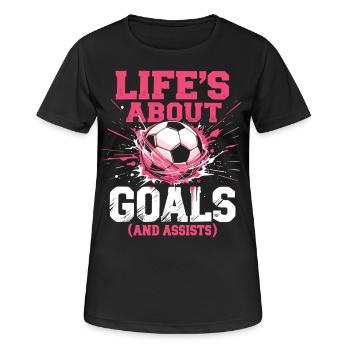 Fußball, Fußballerin, Fussballspielerin Mädchen - Frauen T-Shirt atmungsaktiv - Schwarz - Vorne - AI Model Female 172 light (172cm)