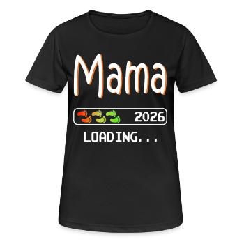 Mama 2026 loading werdende Mutter Schwangerschaft - Frauen T-Shirt atmungsaktiv - Schwarz - Vorne - AI Model Female 172 light (172cm)