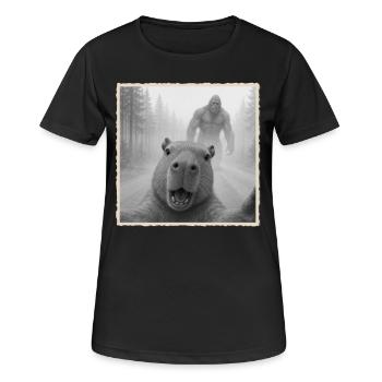 Capybara, Selfie, Bigfoot, Lustiges Wasserschwein - Frauen T-Shirt atmungsaktiv - Schwarz - Vorne - AI Model Female 172 light (172cm)
