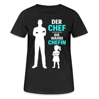 Vater und Tochter Der Chef Die wahre Chefin Papa - Frauen T-Shirt atmungsaktiv - Schwarz - Vorne - AI Model Female 172 light (172cm)