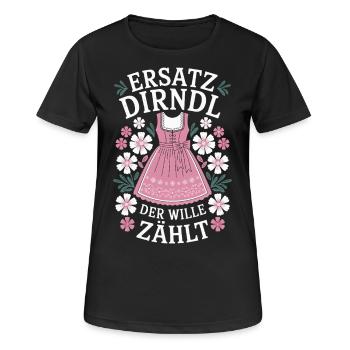 Ersatz Dirndl Trachtenshirt Ersatzdirndl Trachten - Frauen T-Shirt atmungsaktiv - Schwarz - Vorne - AI Model Female 172 light (172cm)