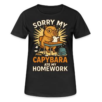 Capybara Capybara Devoirs Drôle - T-shirt respirant Femme - noir - Devant - AI Model Female 172 light (172cm)