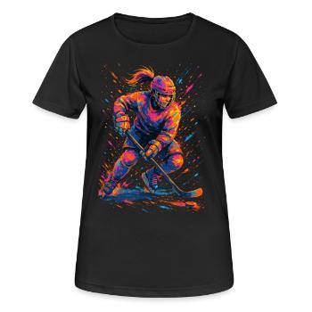 Eishockey Eishockeyspieler Frau - Frauen T-Shirt atmungsaktiv - Schwarz - Vorne - AI Model Female 172 light (172cm)