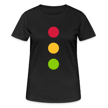 Costume de feu de circulation Rouge Jaune Vert Points Carnaval - T-shirt respirant Femme - noir - Devant - AI Model Female 172 light (172cm)