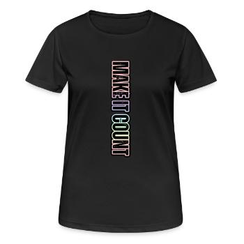 Chaque instant compte – inscription au pastel - T-shirt respirant Femme - noir - Devant - AI Model Female 172 light (172cm)