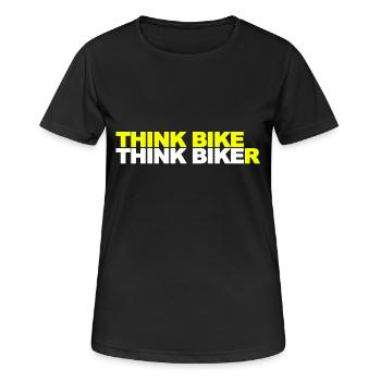 Think Bike Think Biker - Women's Breathable T-Shirt - black - Front - AI Model Female 172 light (172cm)