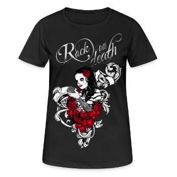 Rock till death Version 2 - Frauen T-Shirt atmungsaktiv - Schwarz - Vorne - AI Model Female 172 light (172cm)