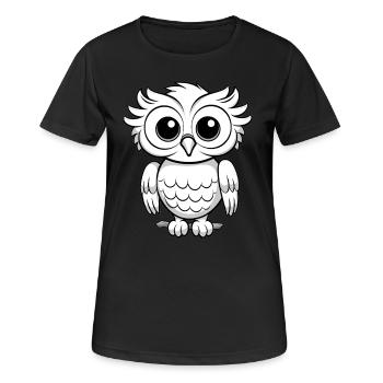 Cute Owl in Line Art - Women's Breathable T-Shirt - black - Front - AI Model Female 172 light (172cm)
