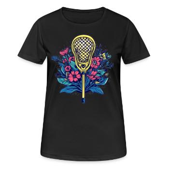 La crosse rencontre les fleurs - T-shirt respirant Femme - noir - Devant - AI Model Female 172 light (172cm)