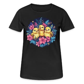 Poussins dans le nid de fleurs - T-shirt respirant Femme - noir - Devant - AI Model Female 172 light (172cm)