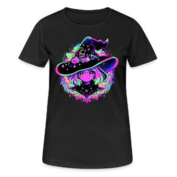 Neon Hexenmädchen - Frauen T-Shirt atmungsaktiv - Schwarz - Vorne - AI Model Female 172 light (172cm)