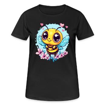 Liebevolle Honigbiene - Frauen T-Shirt atmungsaktiv - Schwarz - Vorne - AI Model Female 172 light (172cm)