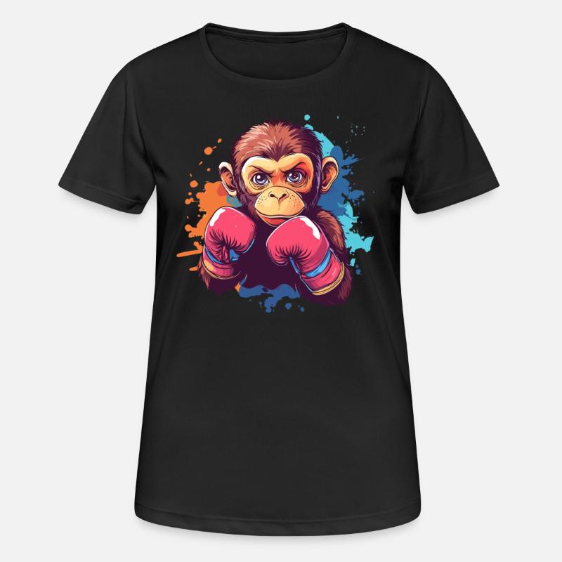 Boxing Monkey - Women's Breathable T-Shirt - black