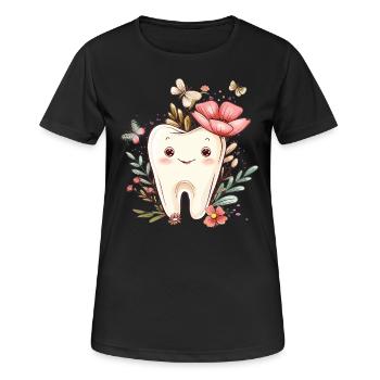 Blossom tooth with butterflies - Women's Breathable T-Shirt - black - Front - AI Model Female 172 light (172cm)