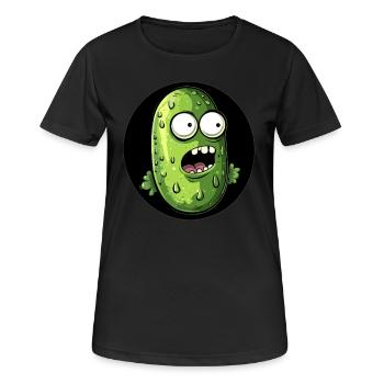 Lustige Gurke erschrocken - Frauen T-Shirt atmungsaktiv - Schwarz - Vorne - AI Model Female 172 light (172cm)