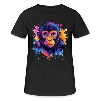 éclaboussure de tête de singe coloré - T-shirt respirant Femme - noir - Devant - AI Model Female 172 light (172cm)