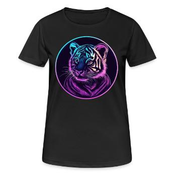 Neon Tiger Gaze - Women's Breathable T-Shirt - black - Front - AI Model Female 172 light (172cm)