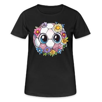 Football avec des yeux de fleur - T-shirt respirant Femme - noir - Devant - AI Model Female 172 light (172cm)