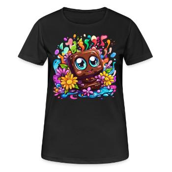 Morceau de chocolat heureux - T-shirt respirant Femme - noir - Devant - AI Model Female 172 light (172cm)