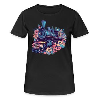 Blumen Zug Magie - Frauen T-Shirt atmungsaktiv - Schwarz - Vorne - AI Model Female 172 light (172cm)