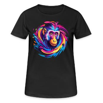 Bunter Affenkopf Wirbel - Frauen T-Shirt atmungsaktiv - Schwarz - Vorne - AI Model Female 172 light (172cm)