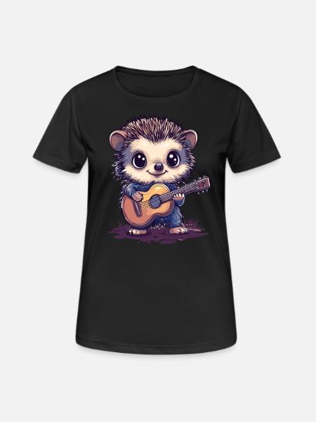 Gitarrenspielender Igel - Frauen T-Shirt atmungsaktiv - Schwarz