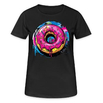 Donut im Graffiti Stil - Frauen T-Shirt atmungsaktiv - Schwarz - Vorne - AI Model Female 172 light (172cm)