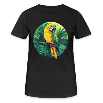 Papagei im Dschungel - Frauen T-Shirt atmungsaktiv - Schwarz - Vorne - AI Model Female 172 light (172cm)