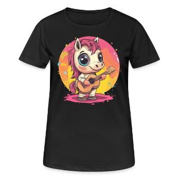 Bangs with guitar - Women's Breathable T-Shirt - black - Front - AI Model Female 172 light (172cm)
