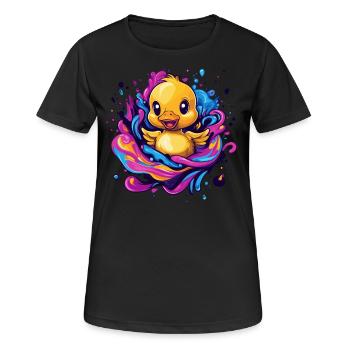 Quietschende Badeente Splash - Frauen T-Shirt atmungsaktiv - Schwarz - Vorne - AI Model Female 172 light (172cm)