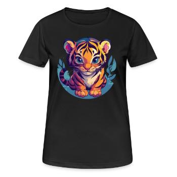 Cute tiger with big eyes - Women's Breathable T-Shirt - black - Front - AI Model Female 172 light (172cm)
