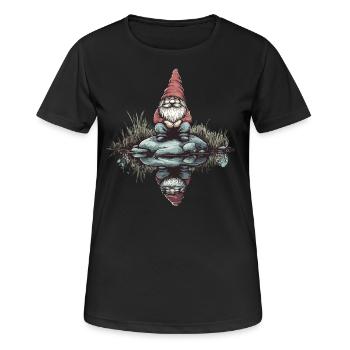 Nachdenklicher Gartenzwerg - Frauen T-Shirt atmungsaktiv - Schwarz - Vorne - AI Model Female 172 light (172cm)