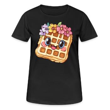 Gaufre aux fleurs - T-shirt respirant Femme - noir - Devant - AI Model Female 172 light (172cm)