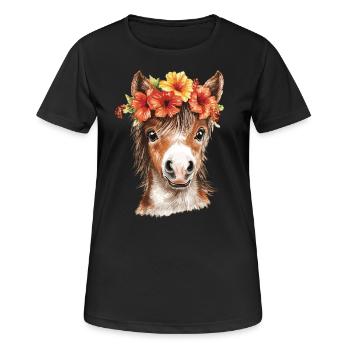 Bangs with hibiscus - Women's Breathable T-Shirt - black - Front - AI Model Female 172 light (172cm)