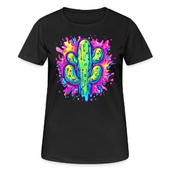 Farbenfrohe Kaktus Kunst - Frauen T-Shirt atmungsaktiv - Schwarz - Vorne - AI Model Female 172 light (172cm)