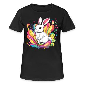 Lapin blanc avec des couleurs - T-shirt respirant Femme - noir - Devant - AI Model Female 172 light (172cm)