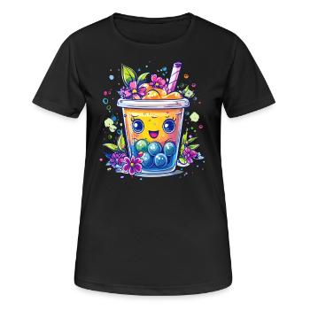 Fruchtiger Bubble Tea - Frauen T-Shirt atmungsaktiv - Schwarz - Vorne - AI Model Female 172 light (172cm)