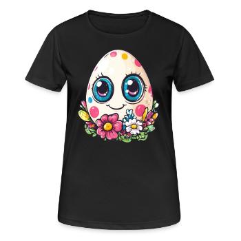 Oeuf Happy Dots - T-shirt respirant Femme - noir - Devant - AI Model Female 172 light (172cm)