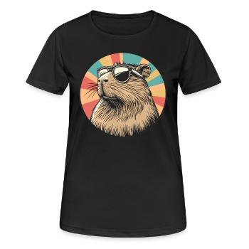 Retro Capybara Coolness - Frauen T-Shirt atmungsaktiv - Schwarz - Vorne - AI Model Female 172 light (172cm)