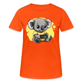 Gamer Koala mit Controller - Frauen T-Shirt atmungsaktiv - Neonorange - Vorne - AI Model Female 172 dark (172cm)