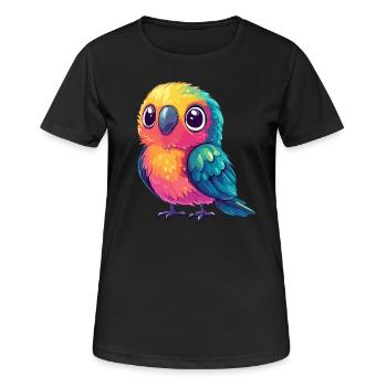 Perroquet coloré câlin - T-shirt respirant Femme - noir - Devant - AI Model Female 172 light (172cm)