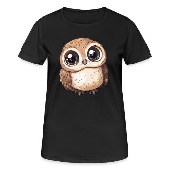 Mignon Grand Hibou - T-shirt respirant Femme - noir - Devant - AI Model Female 172 light (172cm)