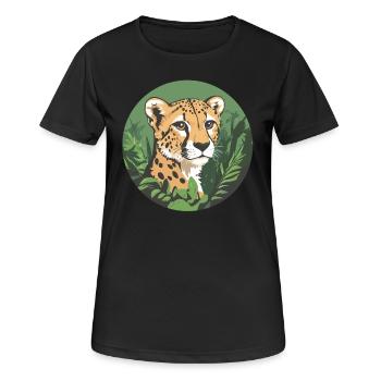 Gepard im Dschungel - Frauen T-Shirt atmungsaktiv - Schwarz - Vorne - AI Model Female 172 light (172cm)